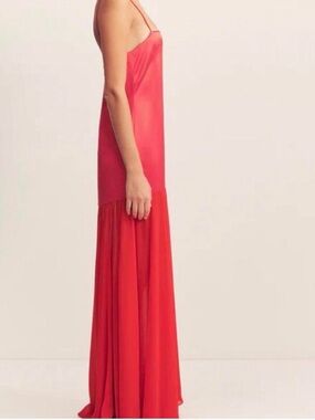Shona Joy Red Coral Bias Slip Maxi Dress